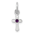 Sterling Silver Child's Preciosa Crystal February Cross Pendant
