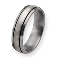 Titanium and Sterling Inlay Brushed with Antiquing Approx. 0.24 Inch Wedding Band