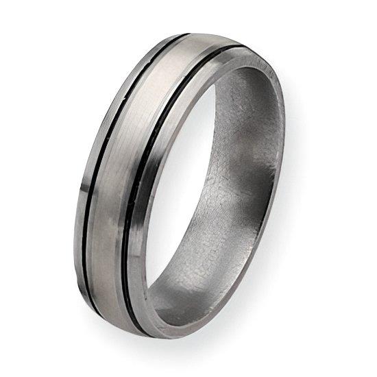 Titanium and Sterling Inlay Brushed with Antiquing Approx. 0.24 Inch Wedding Band