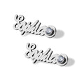 Script Name Earrings with Birthstone