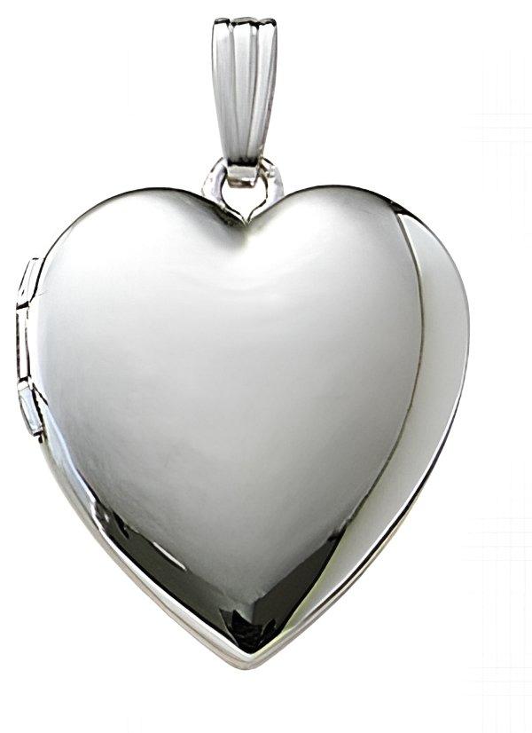14K White Gold Heart Photo Locket