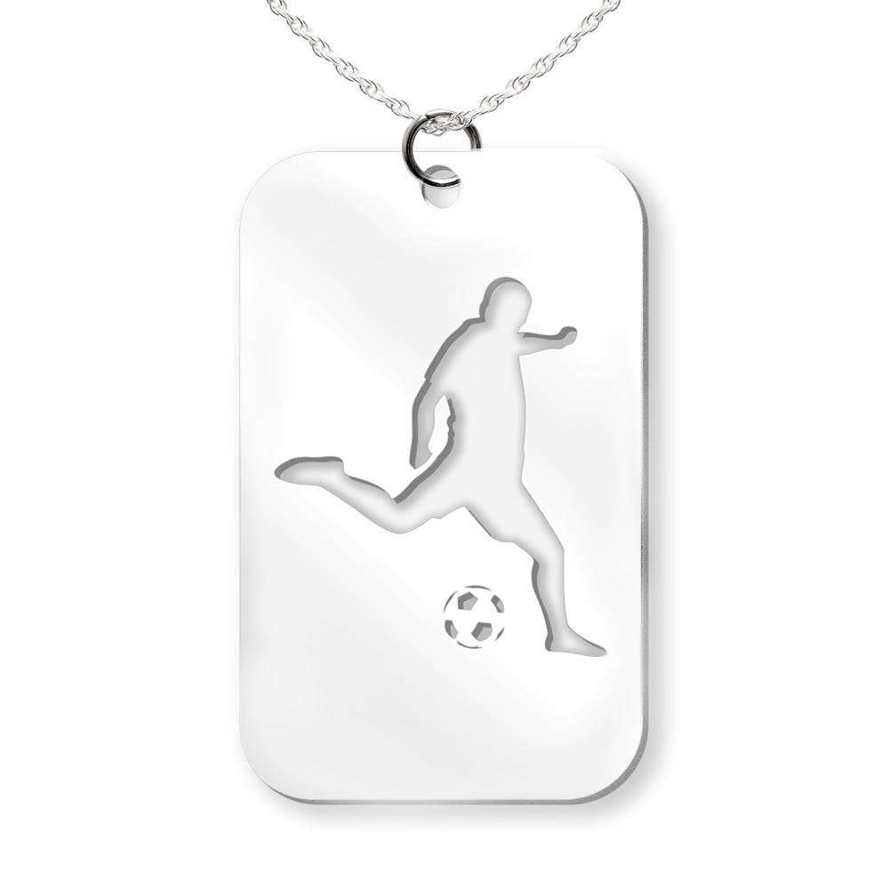 Rectangular Beg Soccer Player Cut-out Rectangle Pendant | PicturesOnGold.com