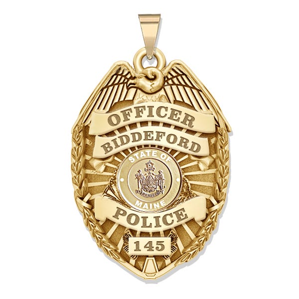 Personalized Maine Police Badge with Your Rank, Number & Department