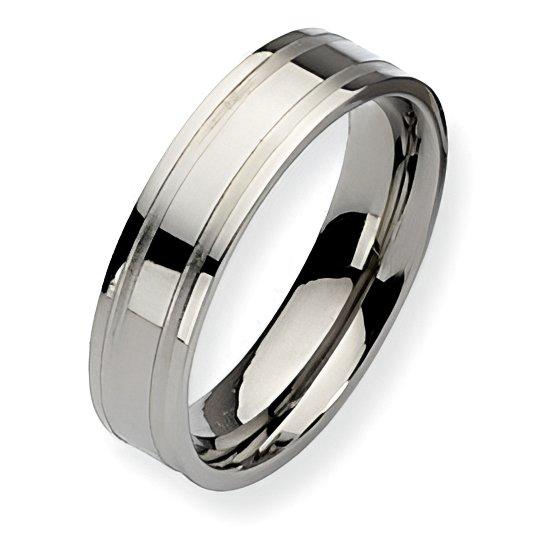 Titanium Grooved Approx. 0.24 Inch Brushed and Polished Wedding Band