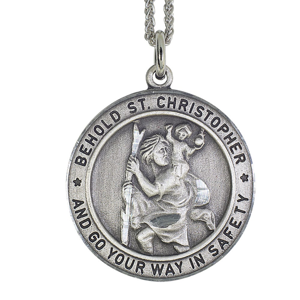 Antique Pewter Saint Christopher Safety Medal