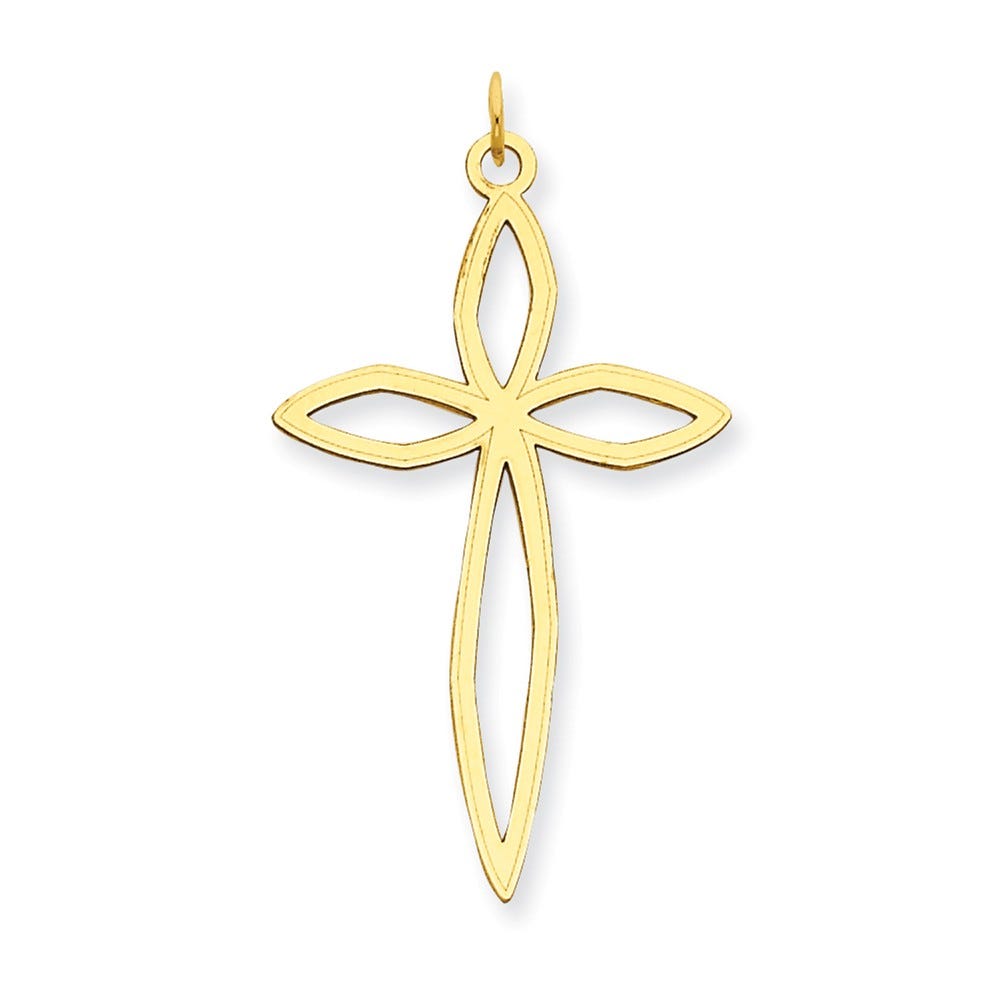 14K Laser Designed Openwork Cross Pendant