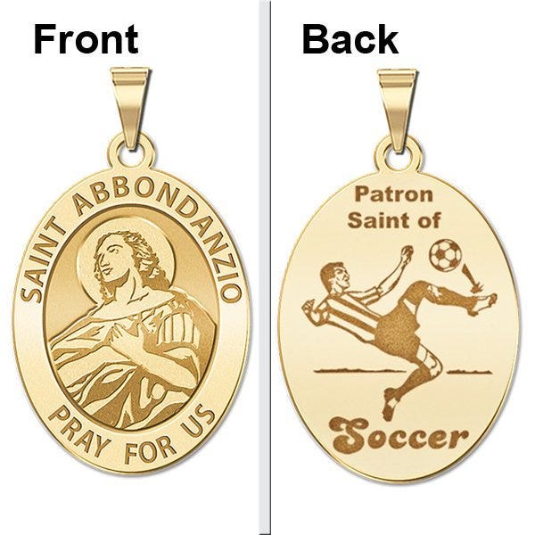 Saint Abbondanzio Oval Double Sided Soccer Religious Medal