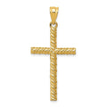 14K Satin And Diamond-Cut Cross Pendant