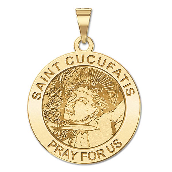 Saint Cucufatis Round Religious Medal