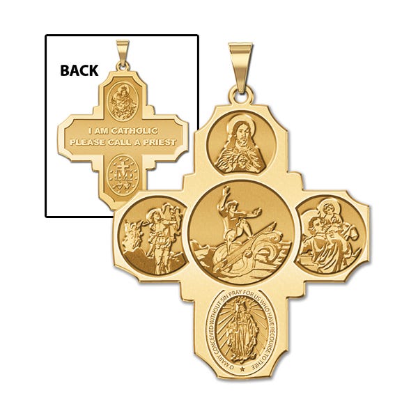 Four Way Cross - Surfing Religious Medal