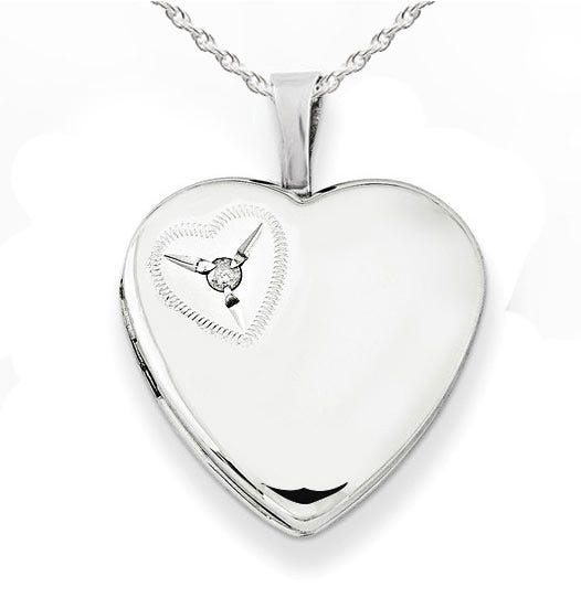 Cubic Zirconia Heart Photo Locket