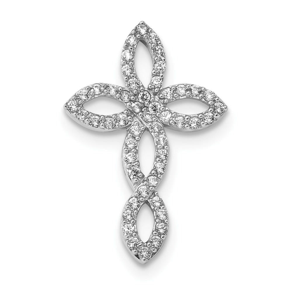 Sterling Silver Cz Openwork Cross Pendant