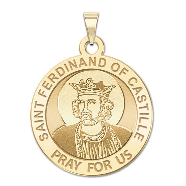 Saint Ferdinand of Castille Round Religious Medal