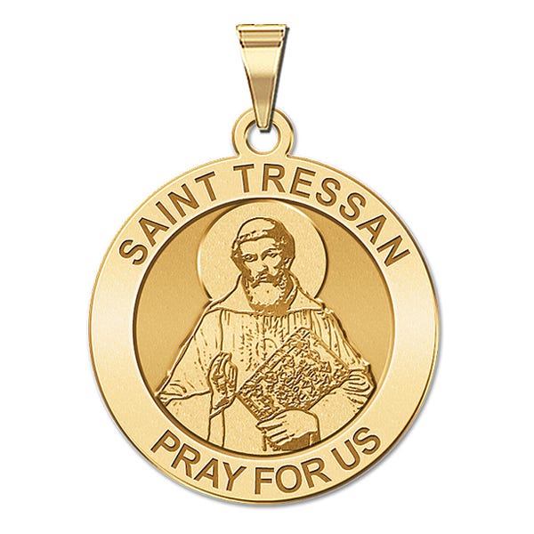Saint Tressan Round Religious Medal