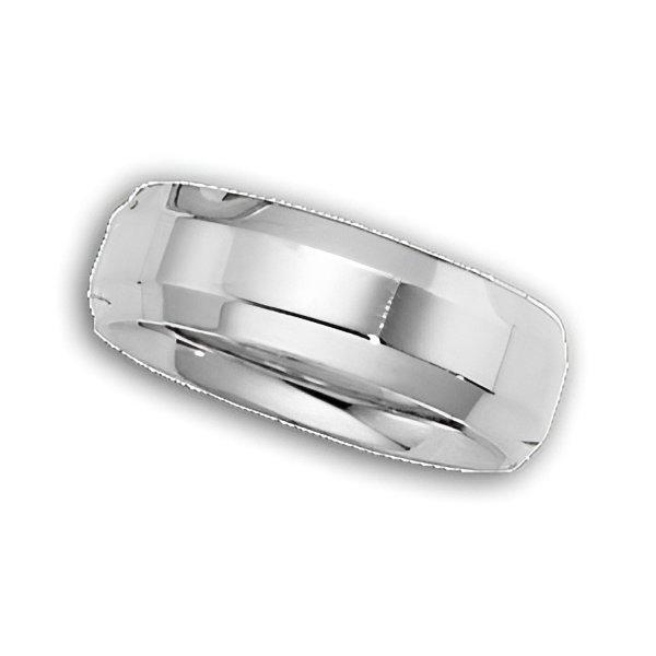 14K White Gold Approx. 0.24 Inch Beveled Edge Wedding Band