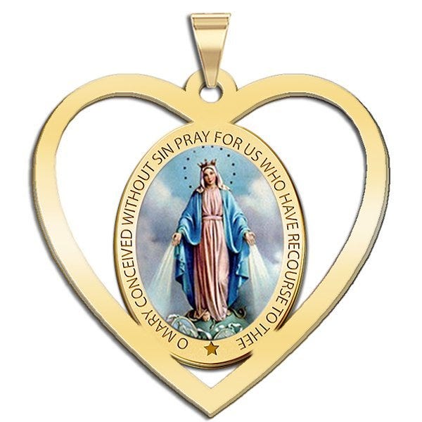 Miraculous Medal Heart Shaped Color Cut-Out
