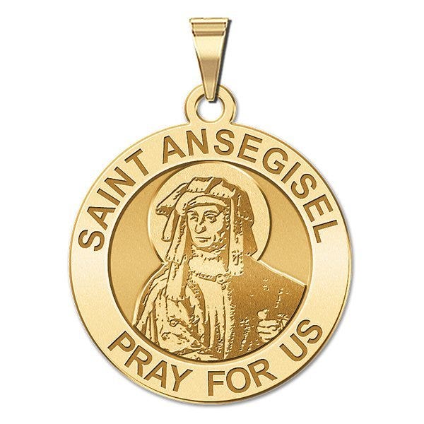 Saint Ansegise Round Religious Medal