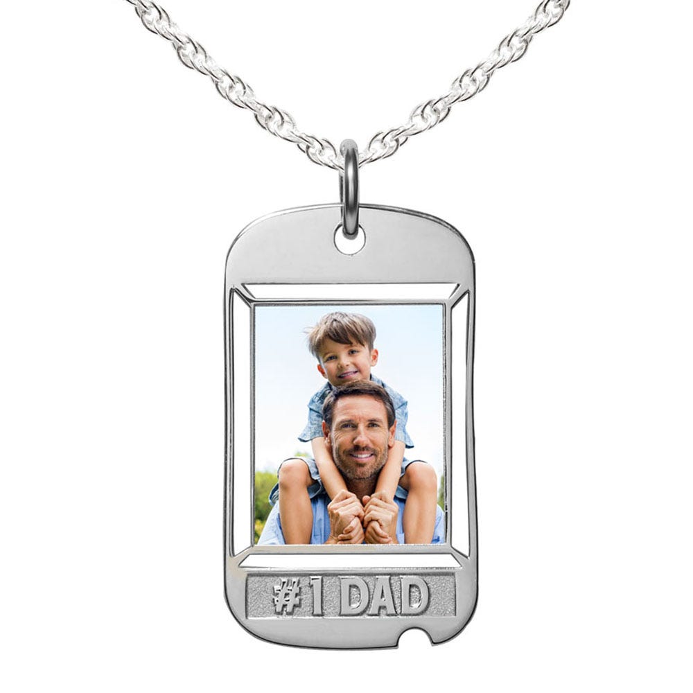 Dog Tag with # 1 Dad Etched