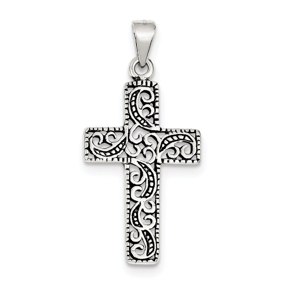 Antiqued Scroll Cross Pendant