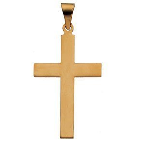 14K Yellow Gold Block-Form Cross Pendant