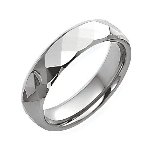 Tungsten Faceted Approx. 0.24 Inch Polished Wedding Band