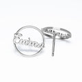 Circle Name Script Earrings