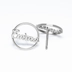 Circle Name Script Earrings
