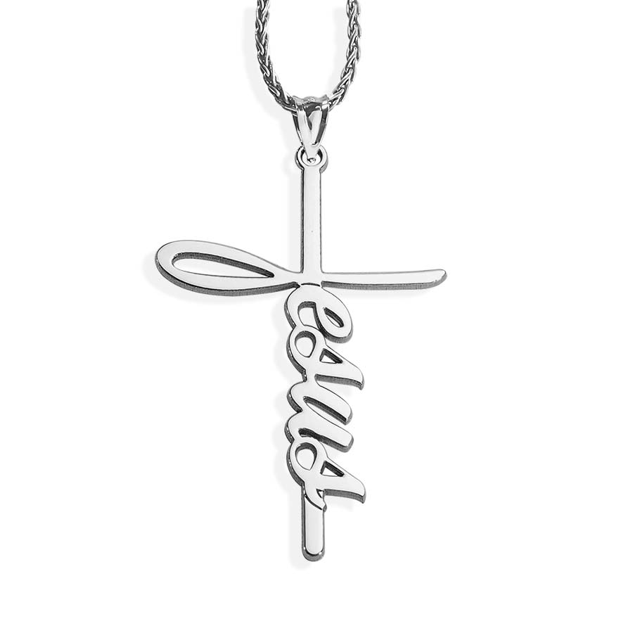 Jesus Script Cross Necklace