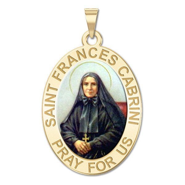 Saint Frances Cabrini Oval Religious Medal "Color"