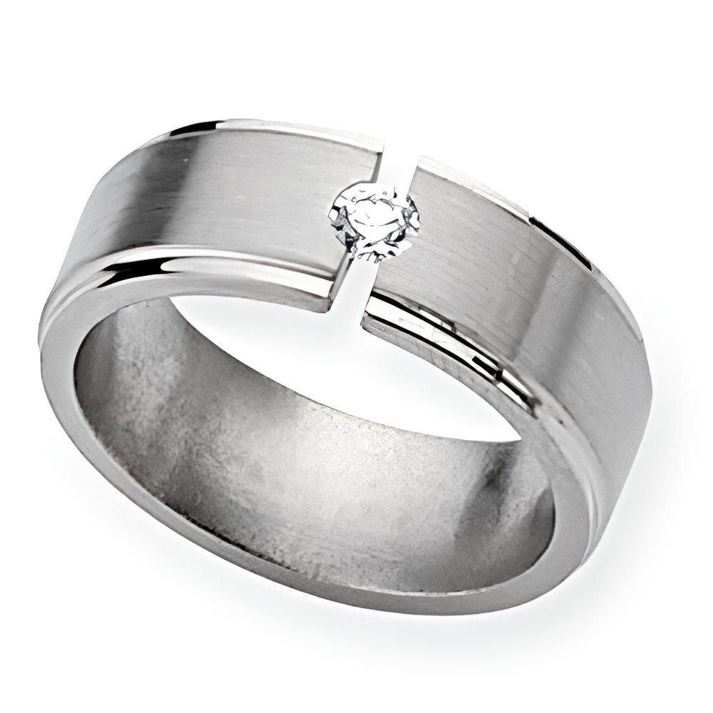 Titanium Approx. 0.31 Inch Diamond Brushed and Polished Wedding Band