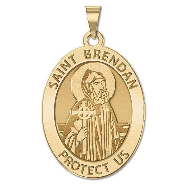 Saint Brendan Religious Oval Medal