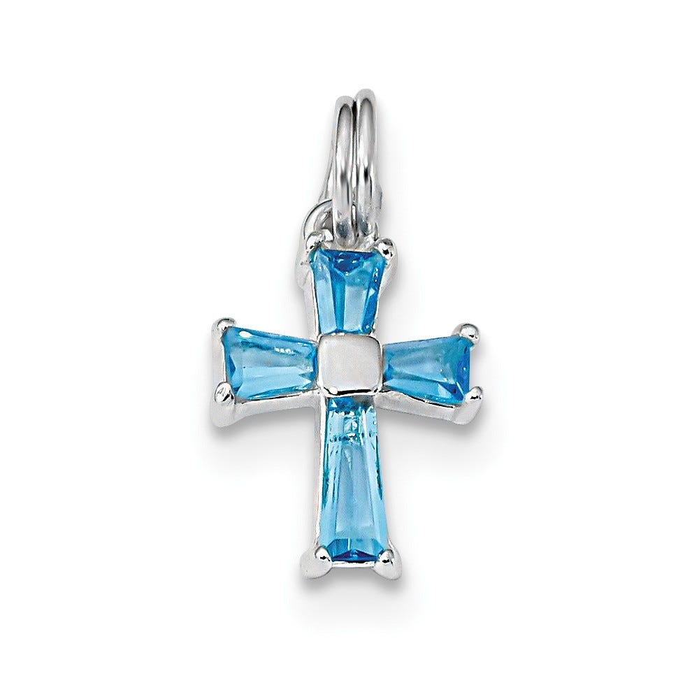 Blue Cz Cross Charm