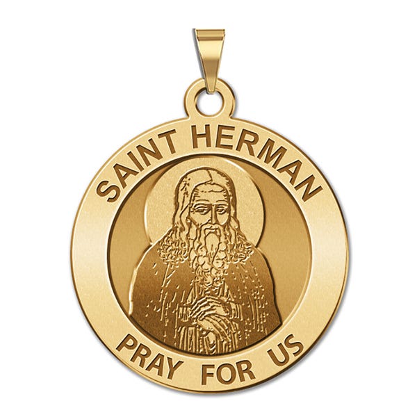 Saint Herman Round Religious Medal