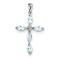 Aquamarine And Diamond Cross Pendant