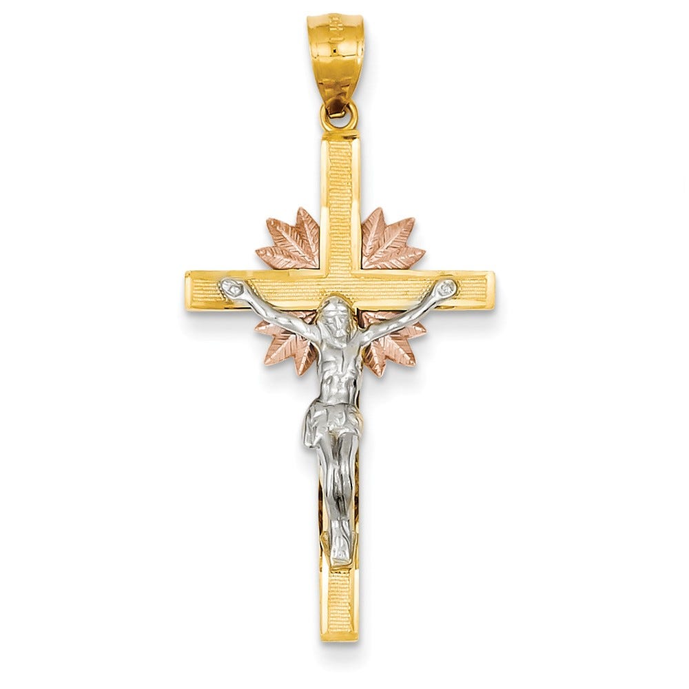 14K Tri-Color Crucifix Pendant