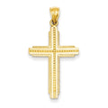 14K Yellow Gold Textured Outline Cross Pendant
