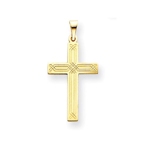 14K Yellow Gold Patterned Cross Pendant