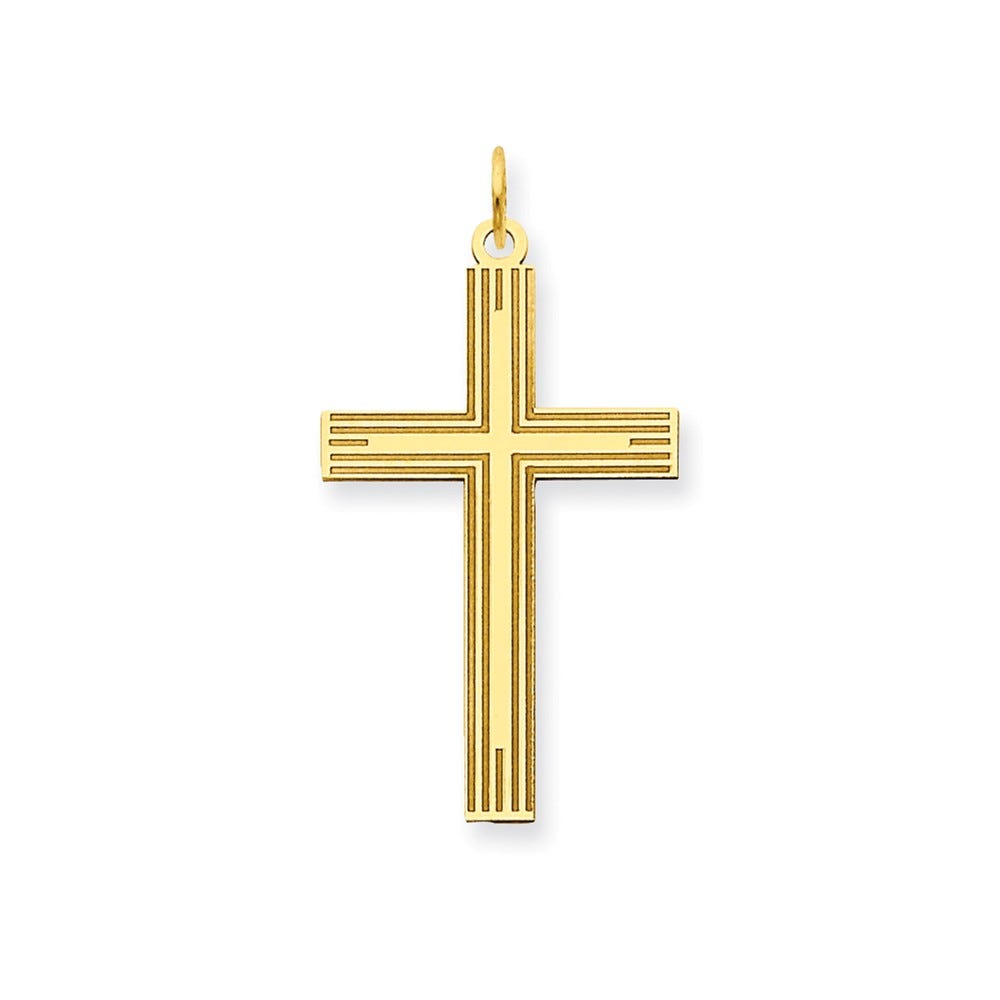 Laser Designed Grooved-Arm Cross Pendant