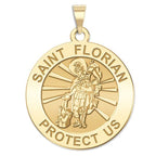 14K Yellow Gold Saint Florian Religious Medal