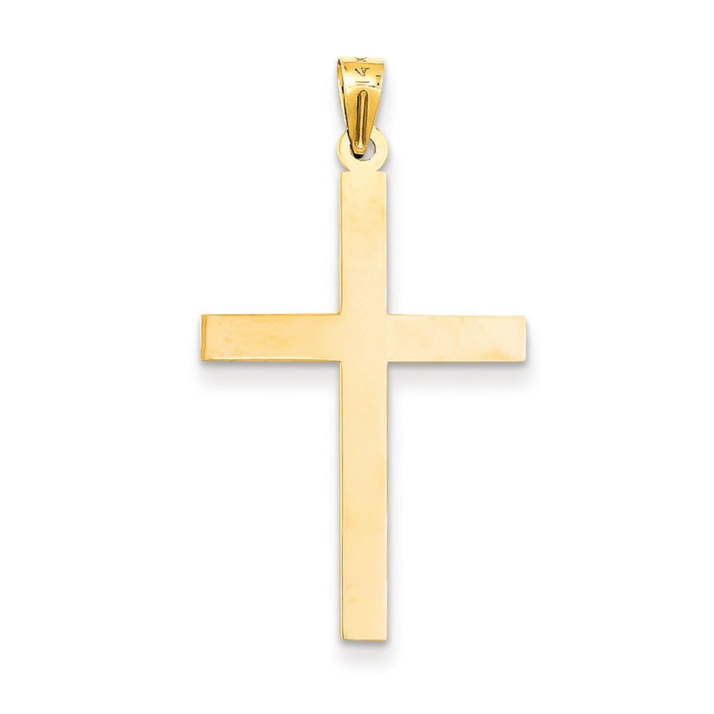 14K Gold Engravable Cross Charm
