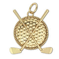 Golf Ball & Clubs Round Rope Frame Golf Jewelry Pendant or Charm