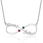 Infinity Name Necklace w/ 2 Names & Birthstones