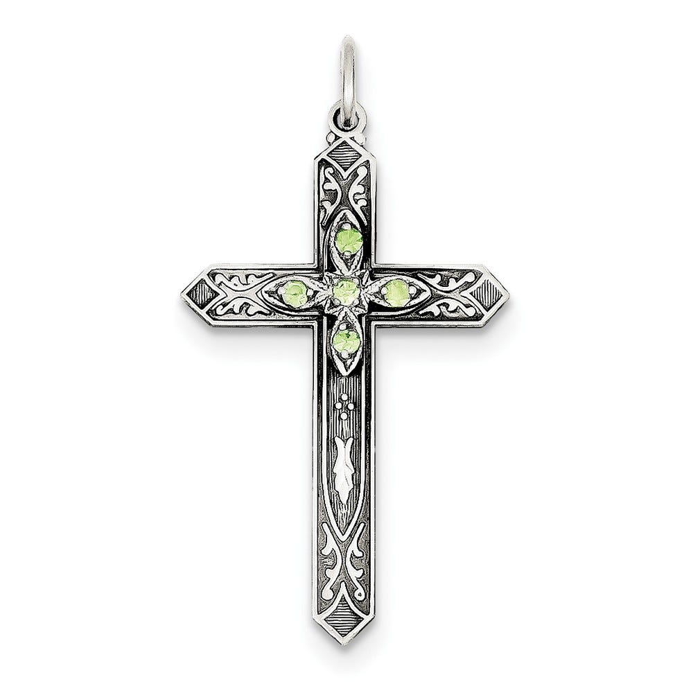August Birthstone Cross Pendant