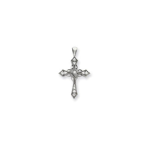 White Gold Vs Diamond Cross Pendant