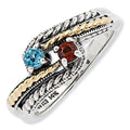 Sterling Silver & 14K Two-Stone Antiqued Mother's Ring