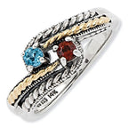 Sterling Silver & 14K Two-Stone Antiqued Mother's Ring