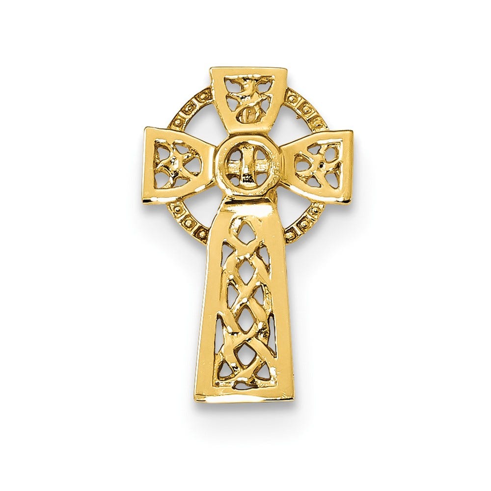 14K Polished Celtic Cross Chain Slide