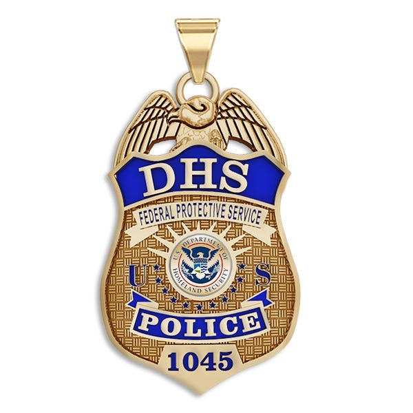 Personalized Department of Homeland Security Badge with Your Number, Your Rank, and Blue Enamel