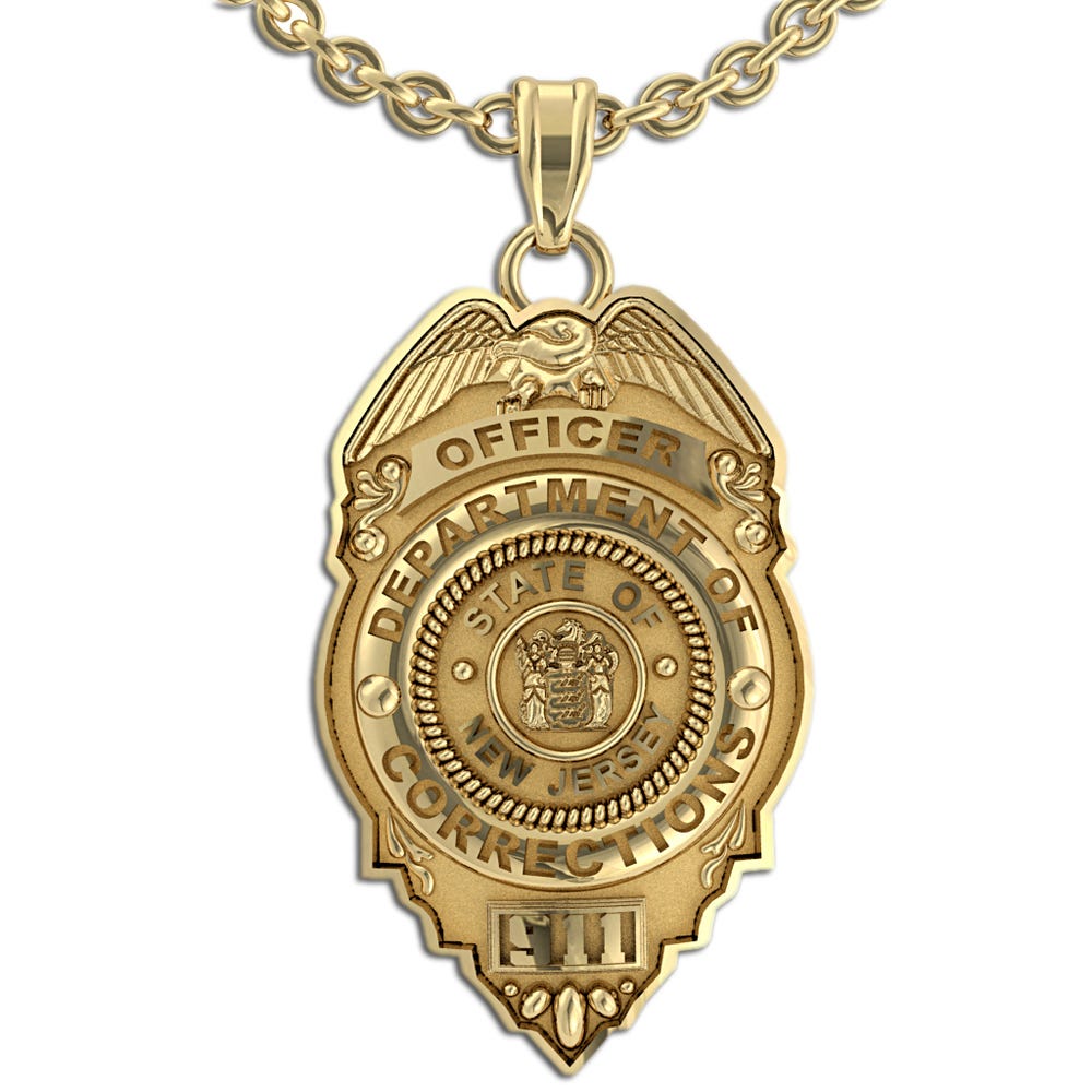 Personalized Police Badge Necklace or Charm - Shape 6