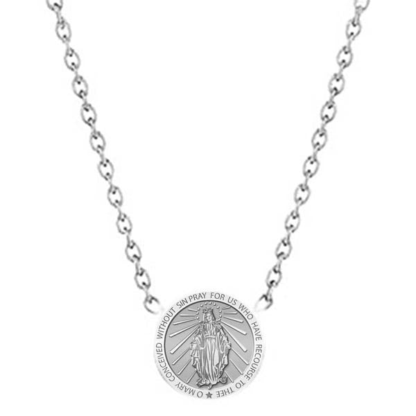 Miraculous Medal Pendant With 18 Inch Chain
